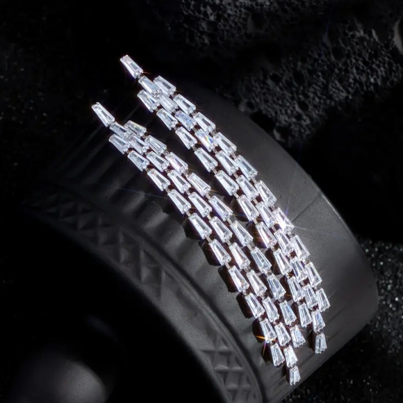 Anthropologie Jewelry - Cascading Silver Dangle Drop Earrings